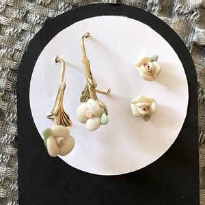 Two pair of vintage rose pierced earrings